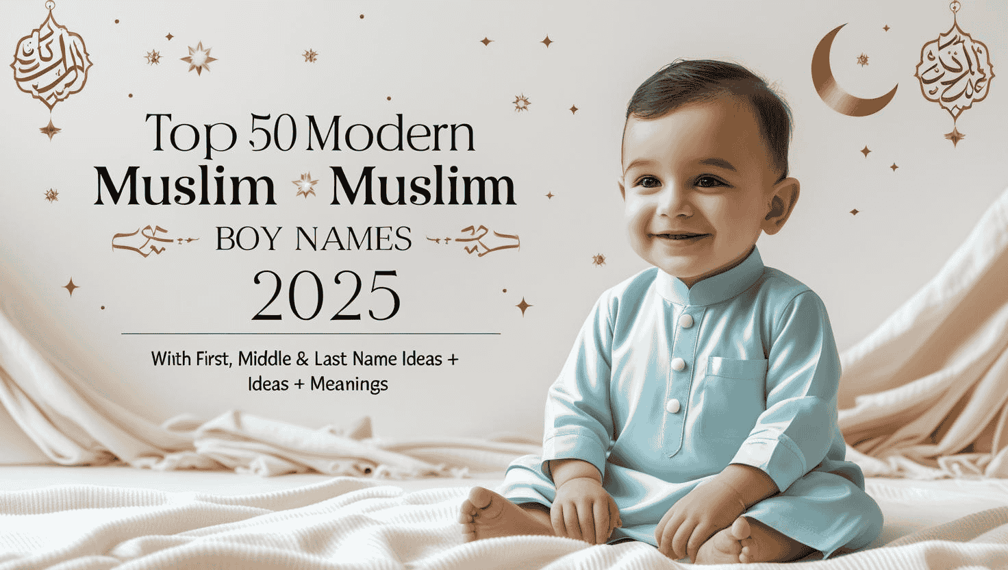 Top 50 Modern Muslim Boy Names with first/middle/last name and Meanings for 2026