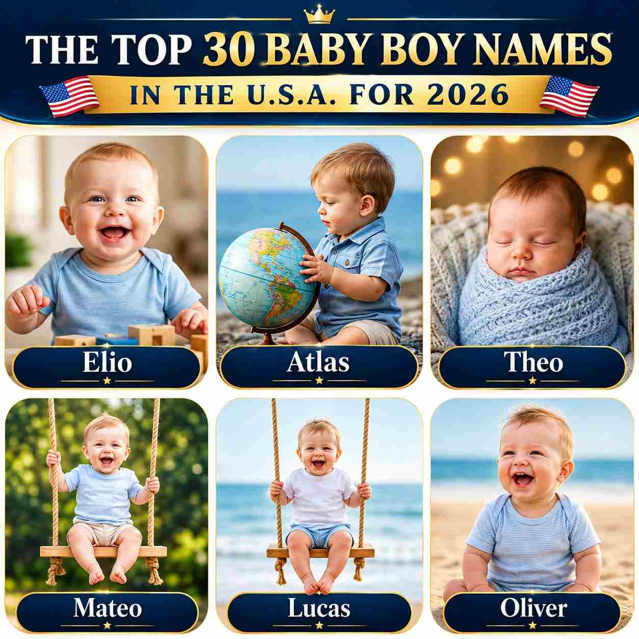 What are the top 30 baby boy names in America 2026?